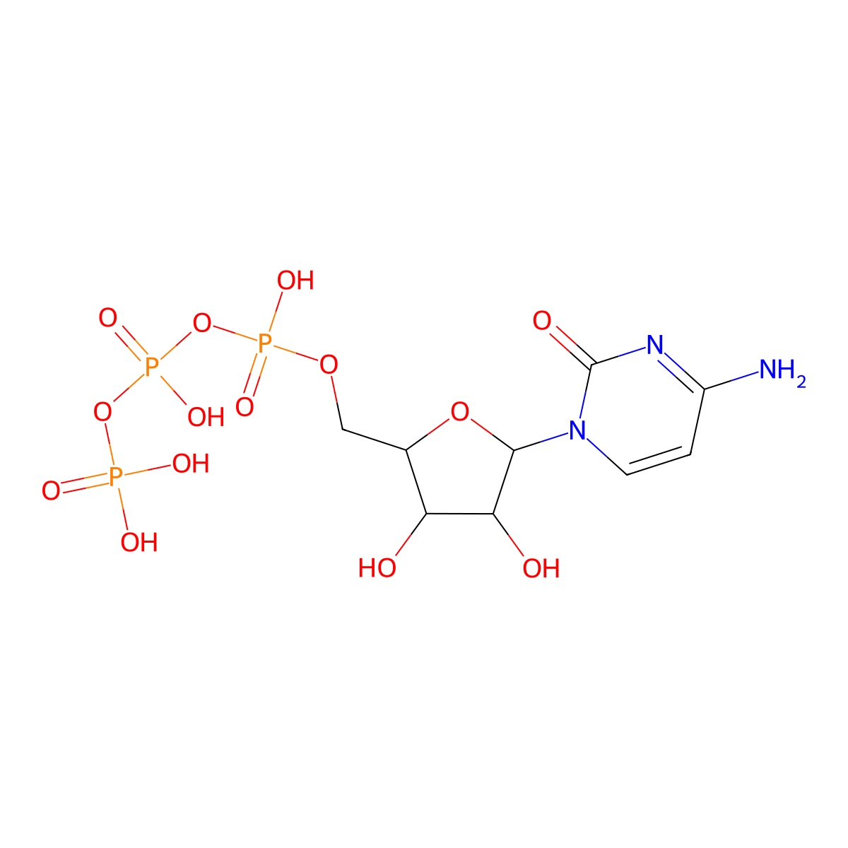 AraCTP molecular structure, CAS 13191-15-6