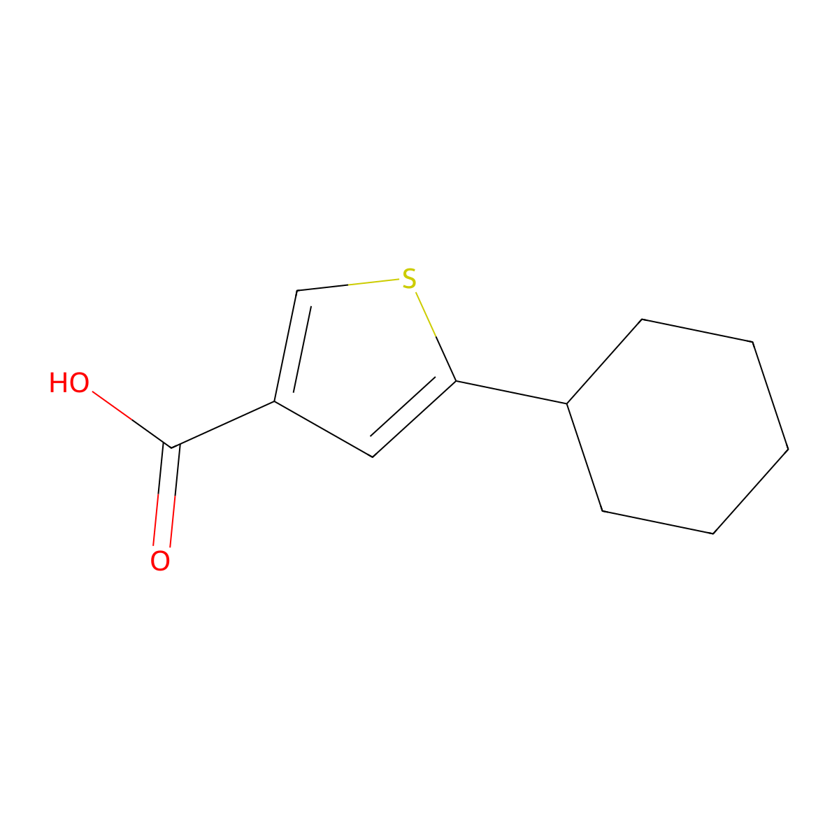 5-Cyclohexylthiophene-3-carboxylic acid molecular structure, CAS 13191-44-1