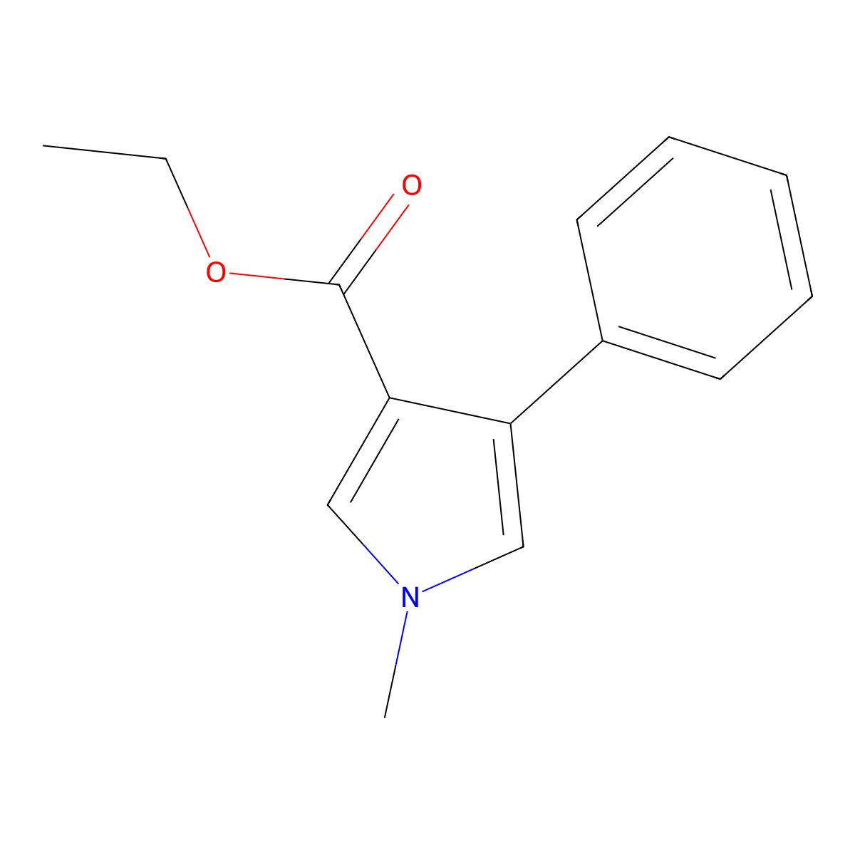 Ethyl 1-methyl-4-phenyl-1H-pyrrole-3-carboxylate molecular structure, CAS 131911-14-3