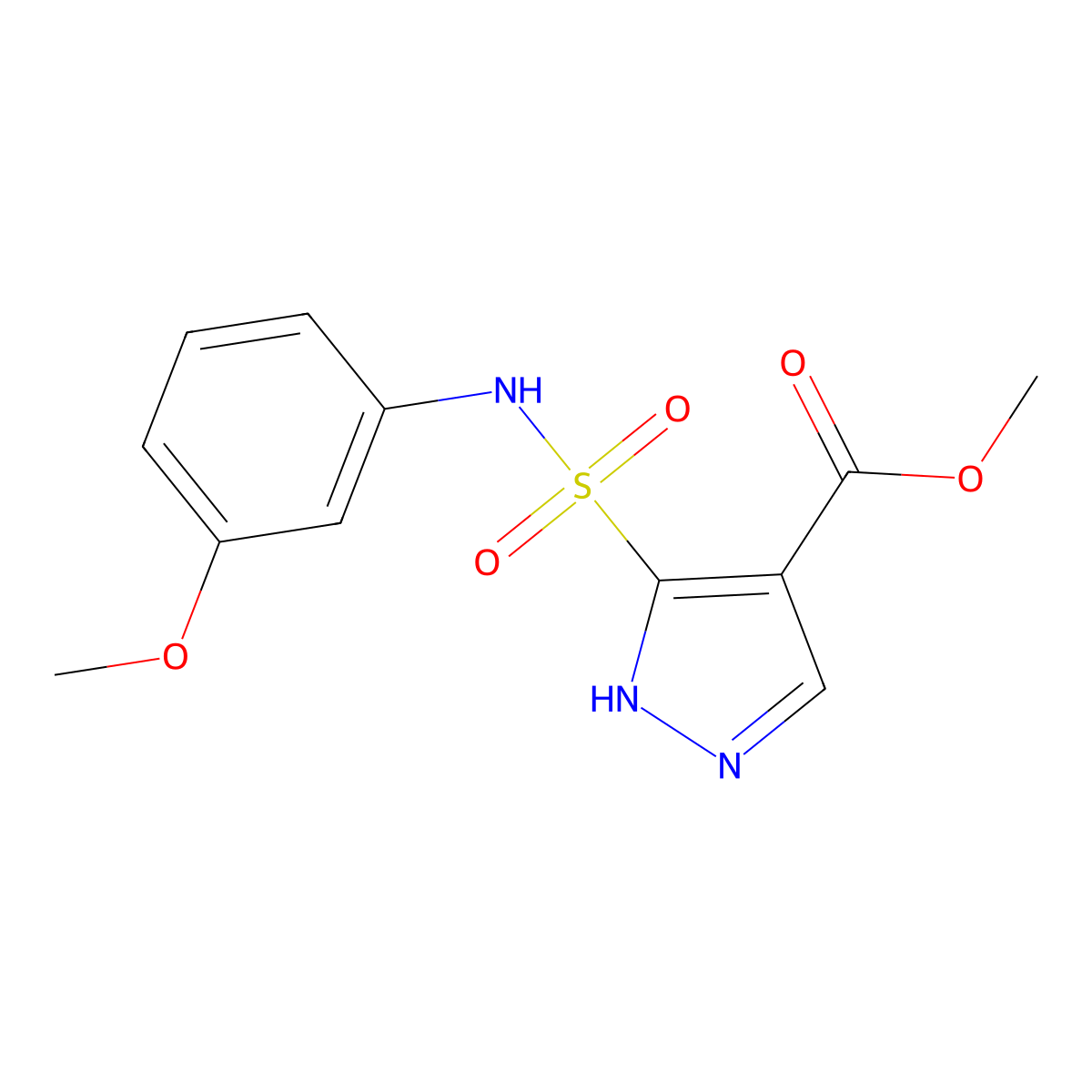methyl 5-[(3-methoxyphenyl)sulfamoyl]-1H-pyrazole-4-carboxylate molecular structure, CAS 1319121-63-5