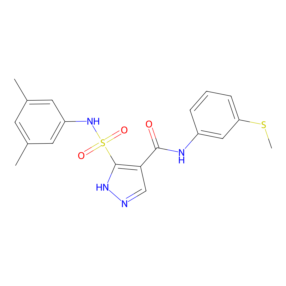 5-[(3,5-dimethylphenyl)sulfamoyl]-N-[3-(methylsulfanyl)phenyl]-1H-pyrazole-4-carboxamide molecular structure, CAS 1319122-01-4