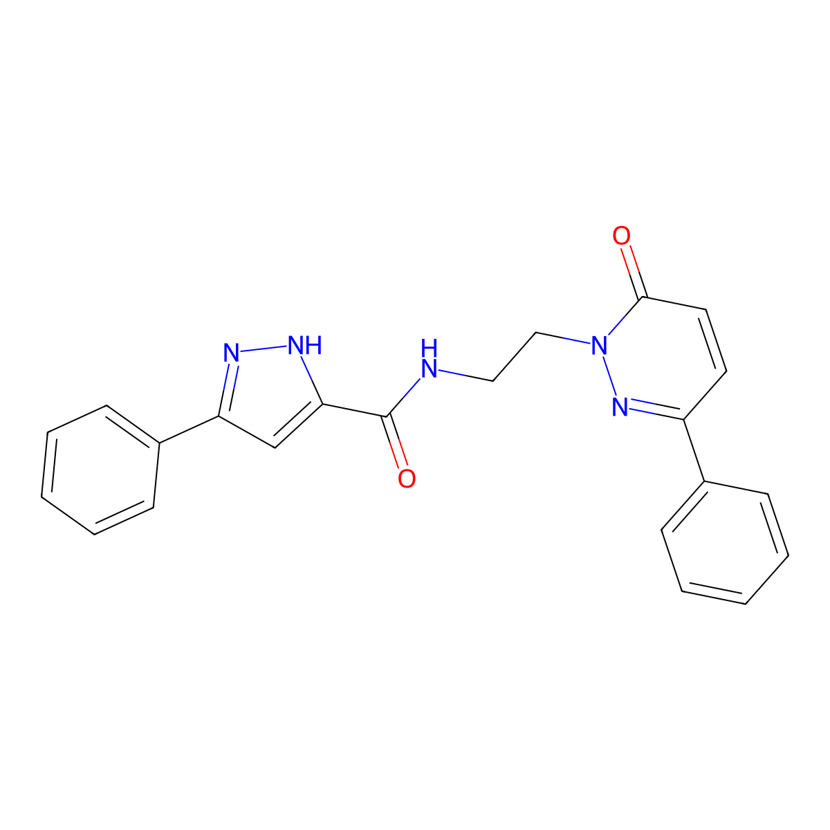 N-(2-(6-oxo-3-phenylpyridazin-1(6H)-yl)ethyl)-3-phenyl-1H-pyrazole-5-carboxamide molecular structure, CAS 1319128-95-4