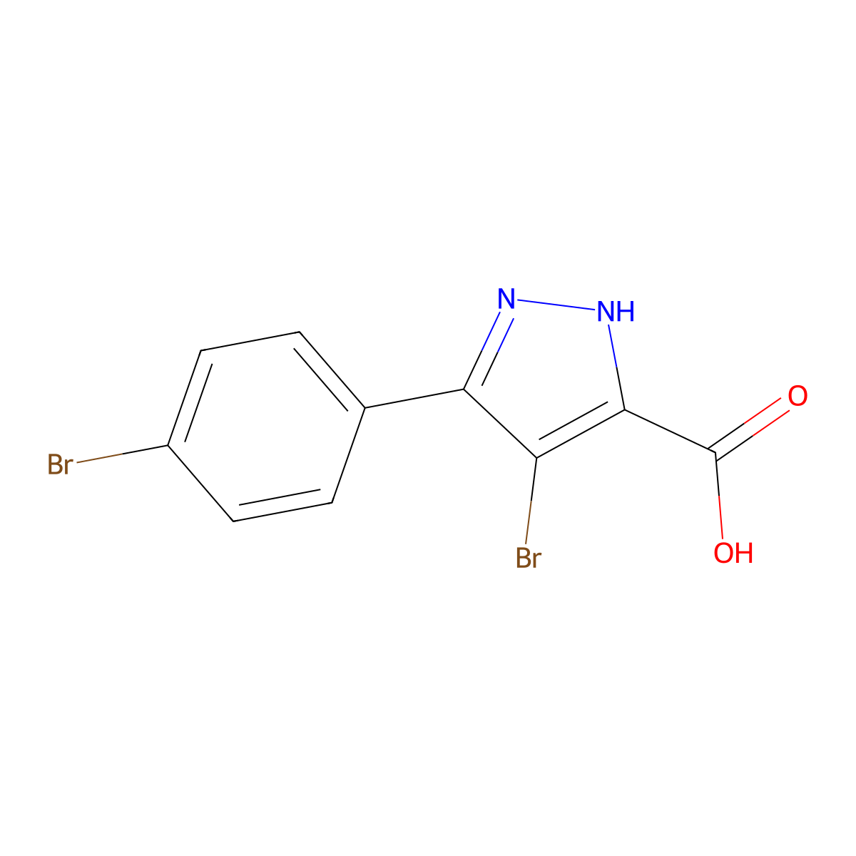 4-bromo-3-(4-bromophenyl)-1H-pyrazole-5-carboxylic acid molecular structure, CAS 1319131-87-7