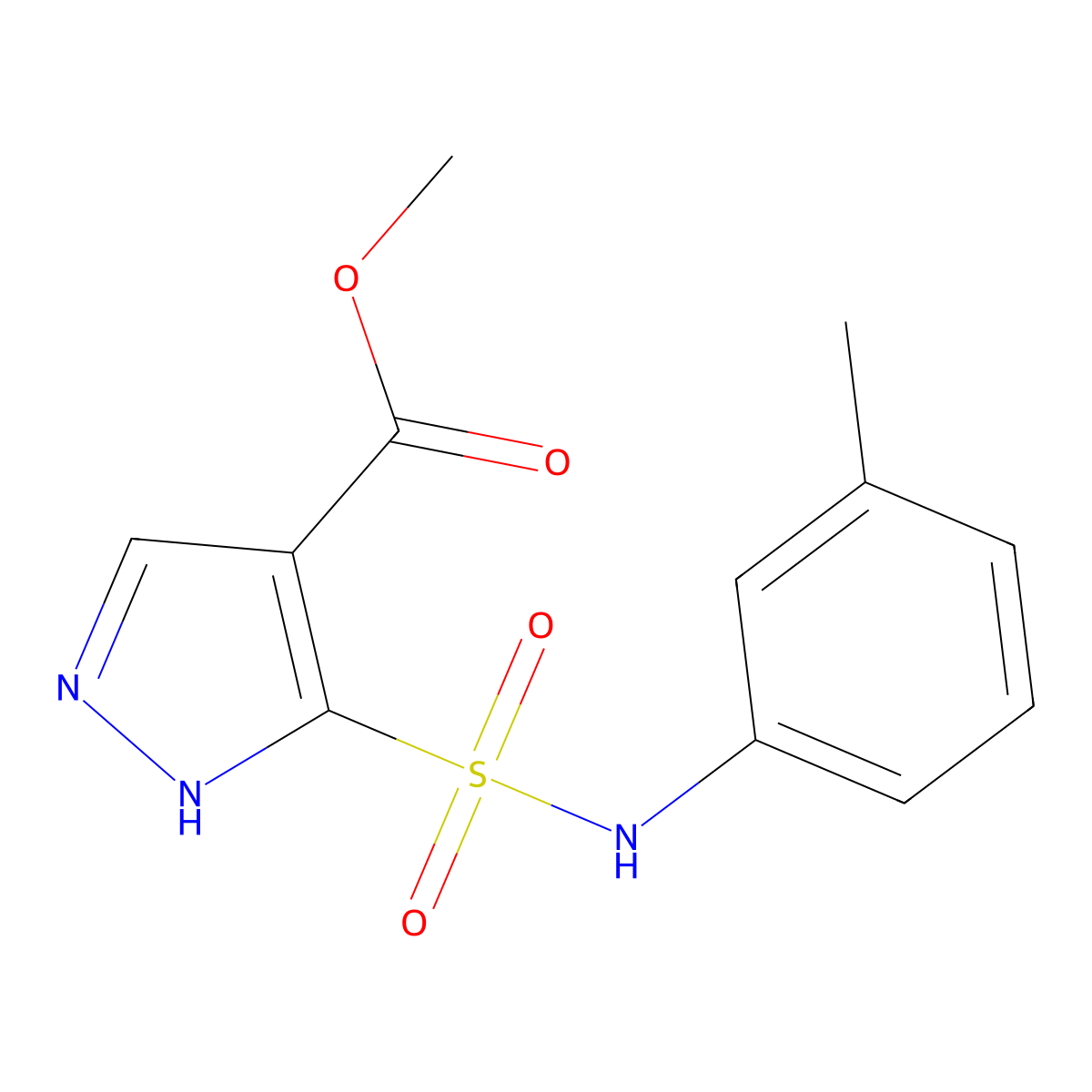 methyl 5-(N-(m-tolyl)sulfamoyl)-1H-pyrazole-4-carboxylate molecular structure, CAS 1319147-46-0