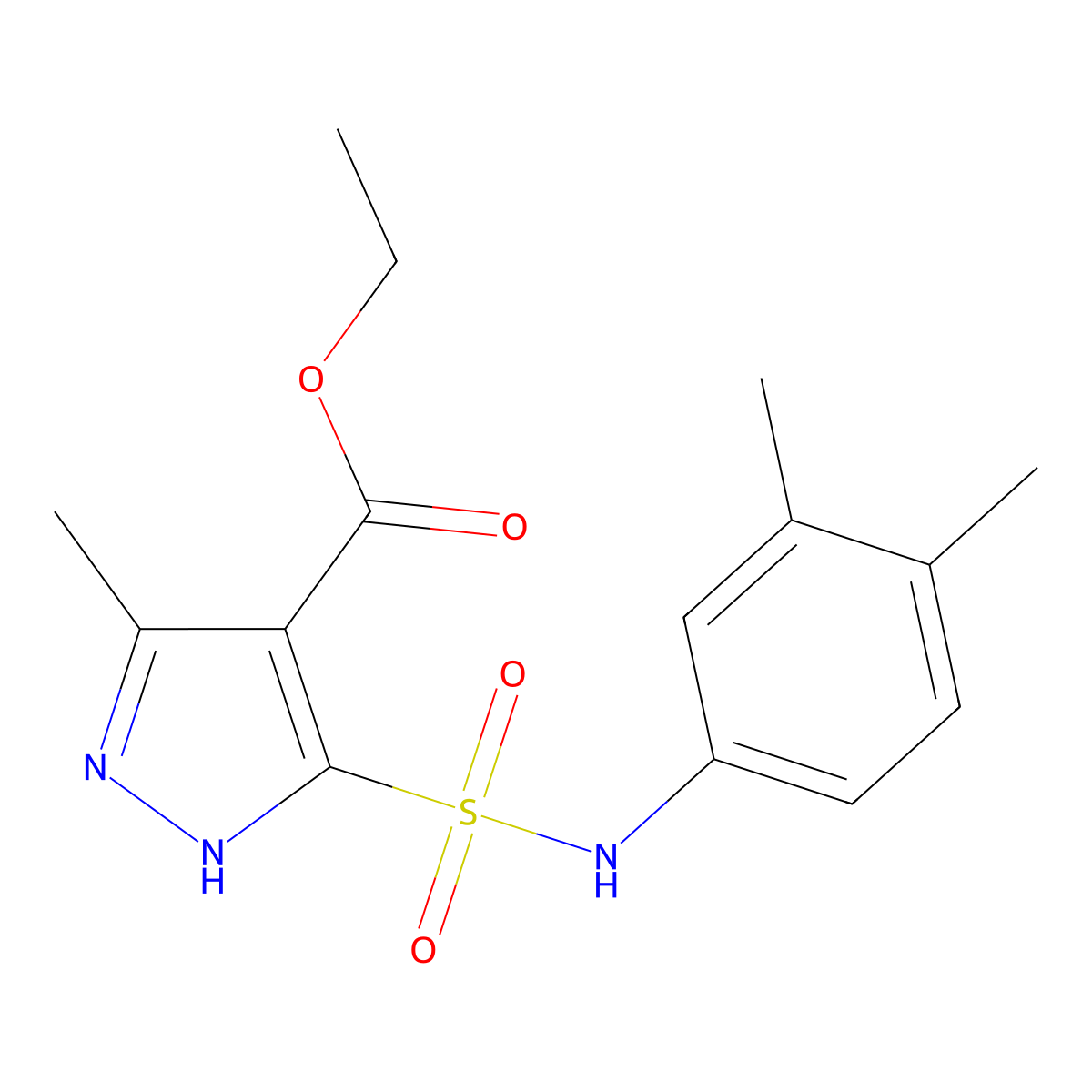 ethyl 5-(N-(3,4-dimethylphenyl)sulfamoyl)-3-methyl-1H-pyrazole-4-carboxylate molecular structure, CAS 1319152-08-3