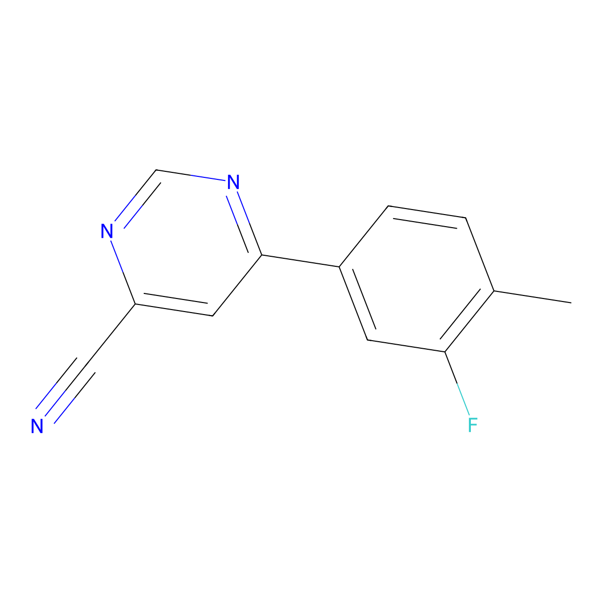 6-(3-Fluoro-4-methylphenyl)pyrimidine-4-carbonitrile molecular structure, CAS 1319157-97-5