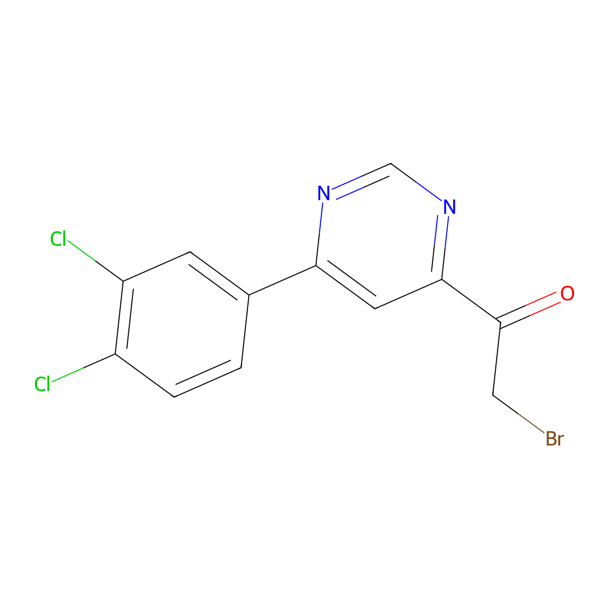 2-Bromo-1-(6-(3,4-dichlorophenyl)pyrimidin-4-yl)ethanone molecular structure, CAS 1319158-63-8