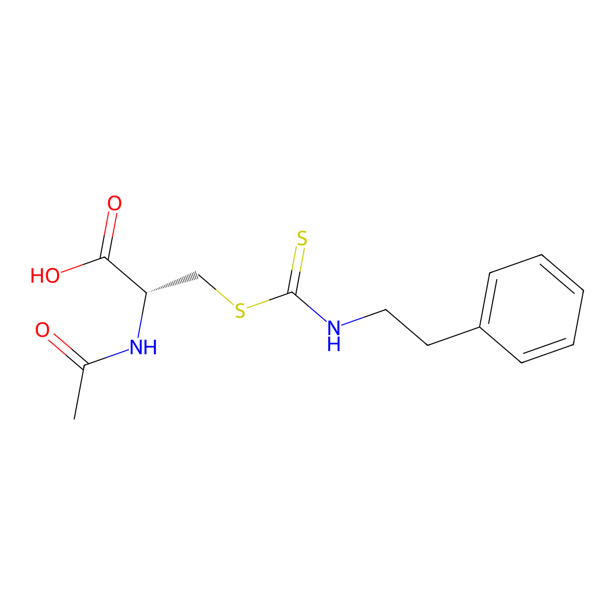 N-Acetyl-S-[N-(2-phenylethyl)thiocarbamoyl]-L-cysteine molecular structure, CAS 131918-97-3