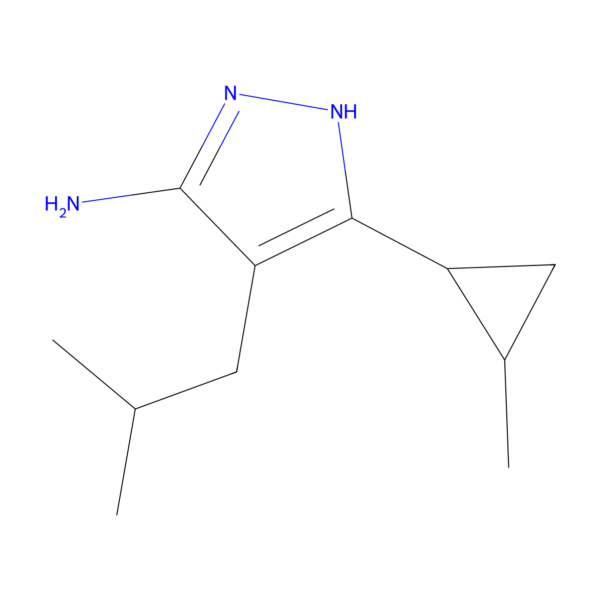 3-(2-methylcyclopropyl)-4-(2-methylpropyl)-1H-pyrazol-5-amine molecular structure, CAS 1319180-61-4