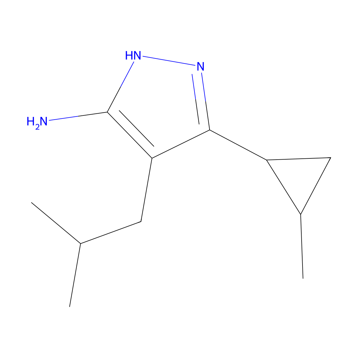 3-(2-methylcyclopropyl)-4-(2-methylpropyl)-1H-pyrazol-5-amine molecular structure, CAS 1319180-61-4