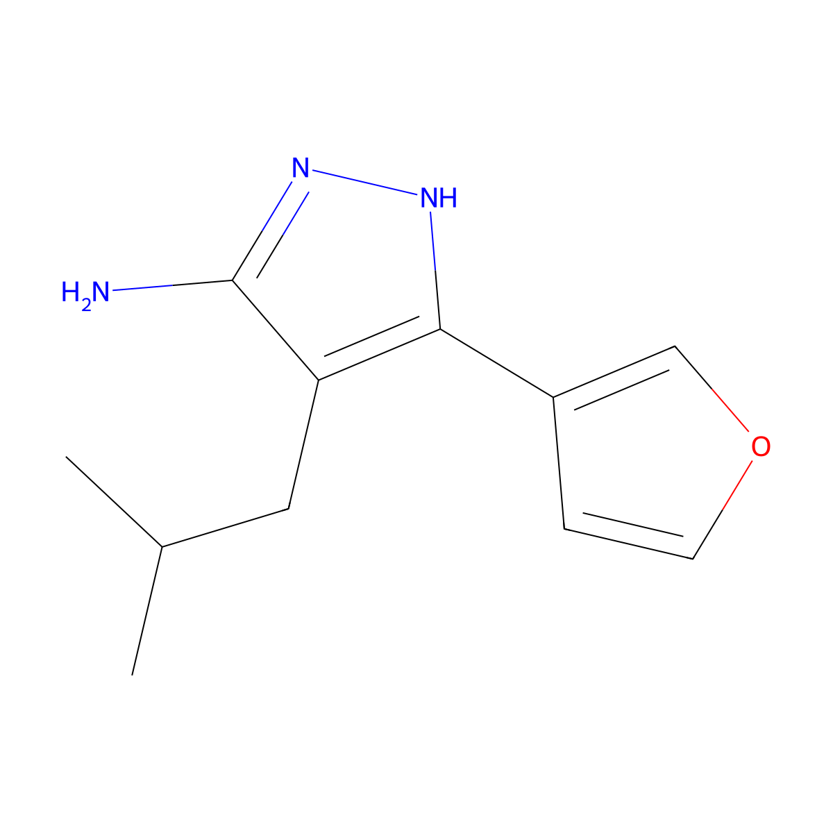 3-(Furan-3-yl)-4-isobutyl-1h-pyrazol-5-amine molecular structure, CAS 1319193-67-3