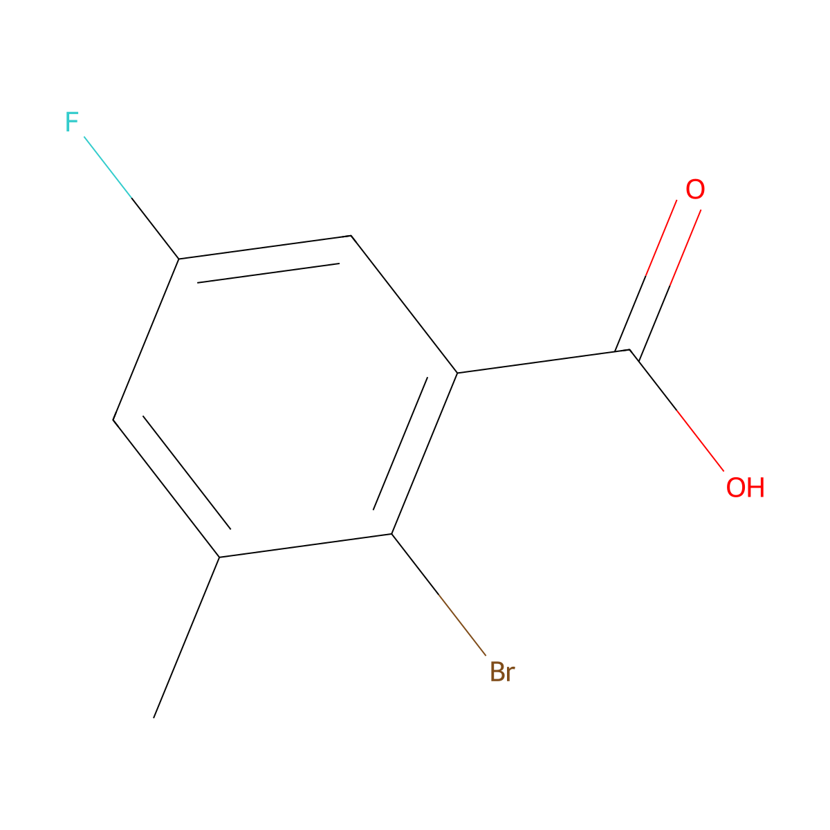 2-Bromo-5-fluoro-3-methylbenzoic acid molecular structure, CAS 1319196-92-3