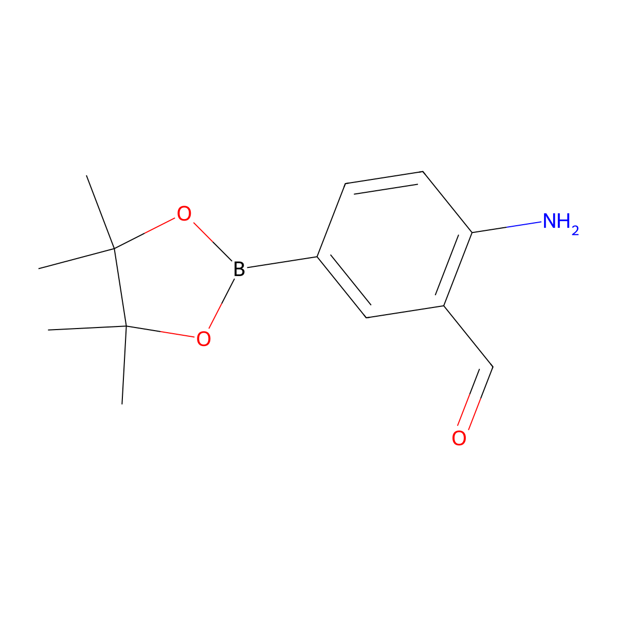 2-Amino-5-(4,4,5,5-tetramethyl-1,3,2-dioxaborolan-2-yl)benzaldehyde molecular structure, CAS 1319197-32-4