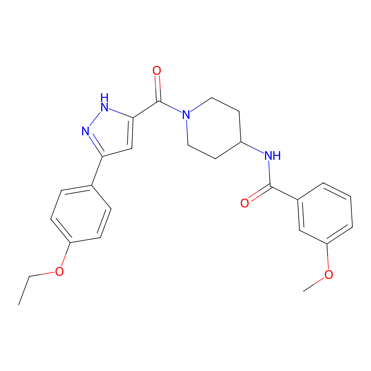 N-(1-(3-(4-ethoxyphenyl)-1H-pyrazole-5-carbonyl)piperidin-4-yl)-3-methoxybenzamide molecular structure, CAS 1319197-34-6