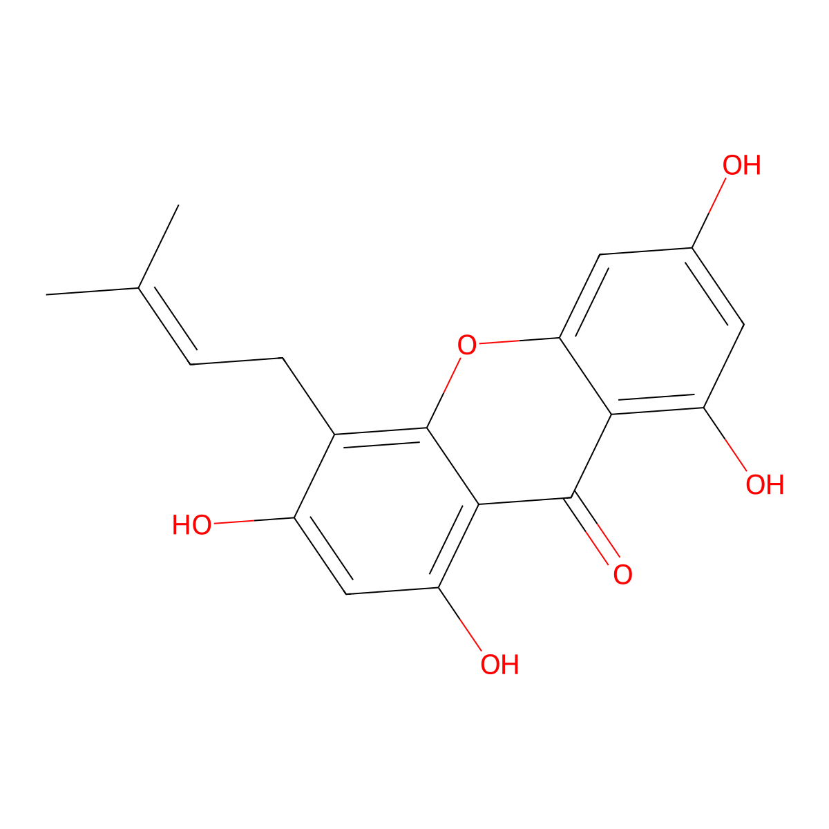 1,3,6,8-tetrahydroxy-4-(3-methyl-2-buten-1-yl)-9H-Xanthen-9-one molecular structure, CAS 1319198-98-5