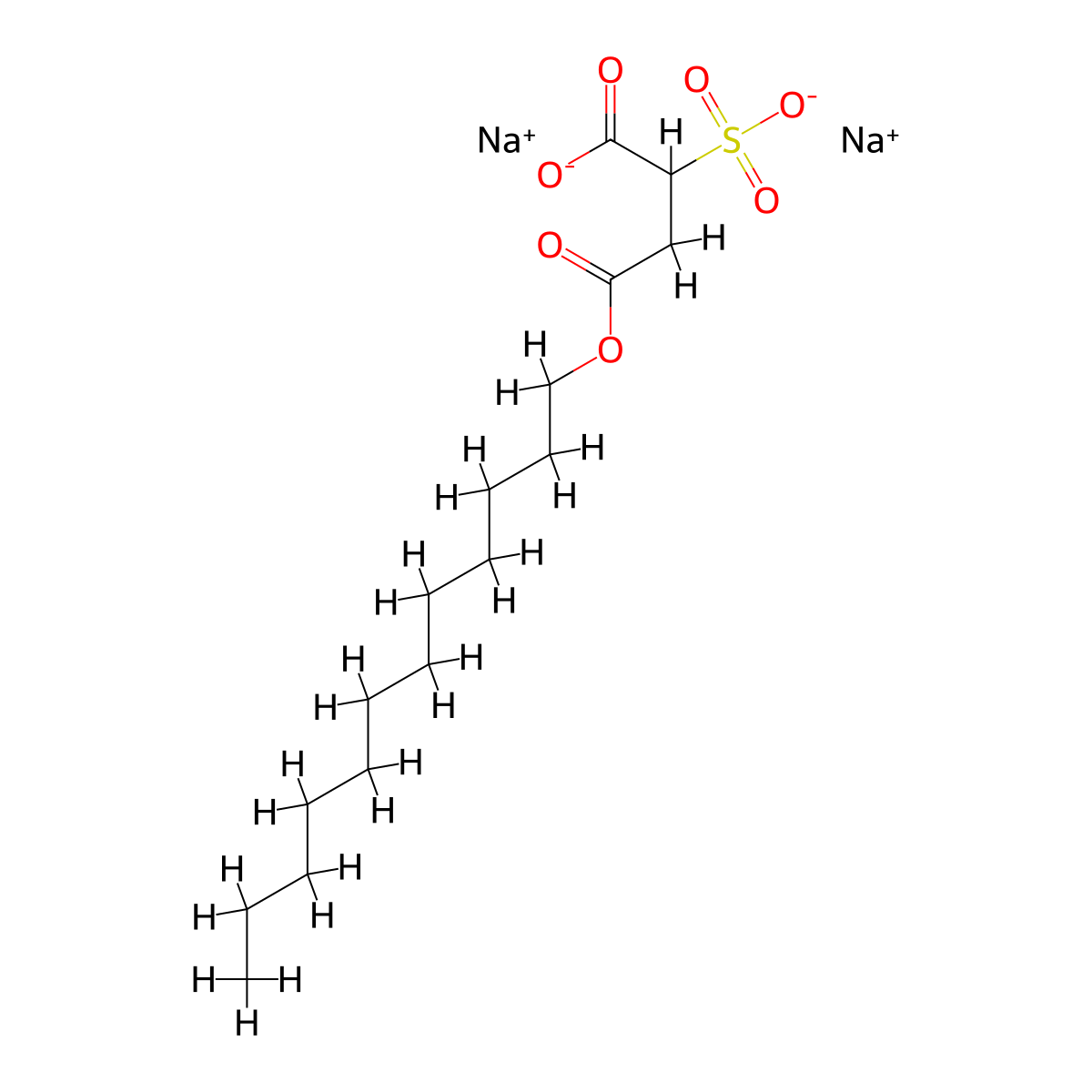Disodium 4-lauryl sulfosuccinate molecular structure, CAS 13192-12-6