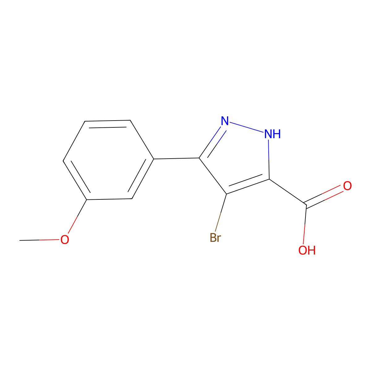 4-bromo-3-(3-methoxyphenyl)-1H-pyrazole-5-carboxylic acid molecular structure, CAS 1319206-92-2