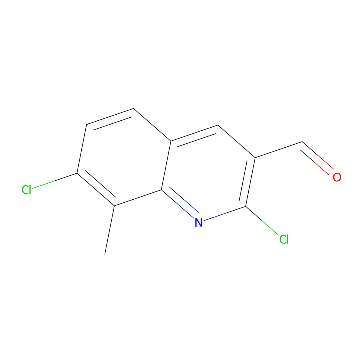 2,7-Dichloro-8-methylquinoline-3-carbaldehyde molecular structure, CAS 131923-69-8