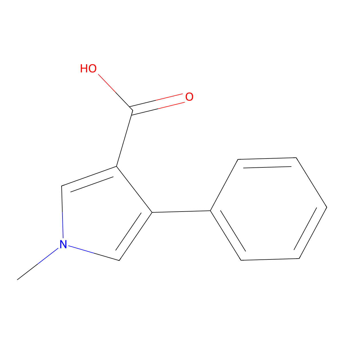 1-Methyl-4-phenyl-1H-pyrrole-3-carboxylic acid molecular structure, CAS 131924-69-1