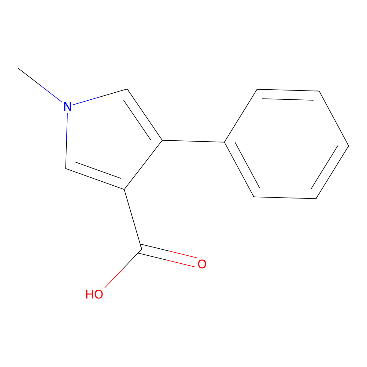 1-Methyl-4-phenyl-1H-pyrrole-3-carboxylic acid molecular structure, CAS 131924-69-1