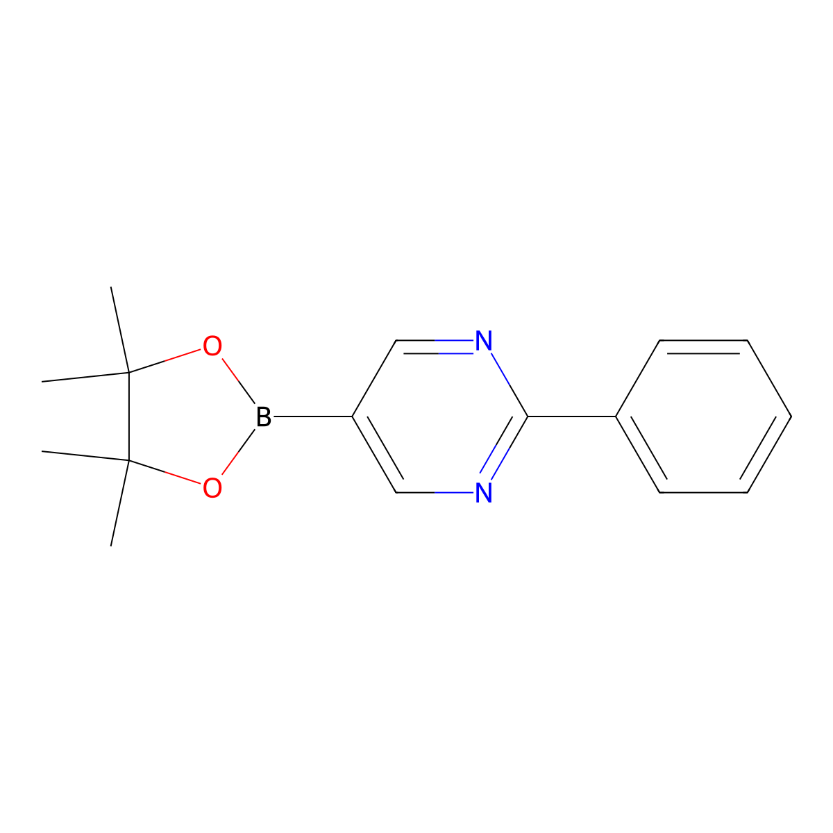 2-Phenyl-5-(tetramethyl-1,3,2-dioxaborolan-2-yl)pyrimidine molecular structure, CAS 1319255-85-0