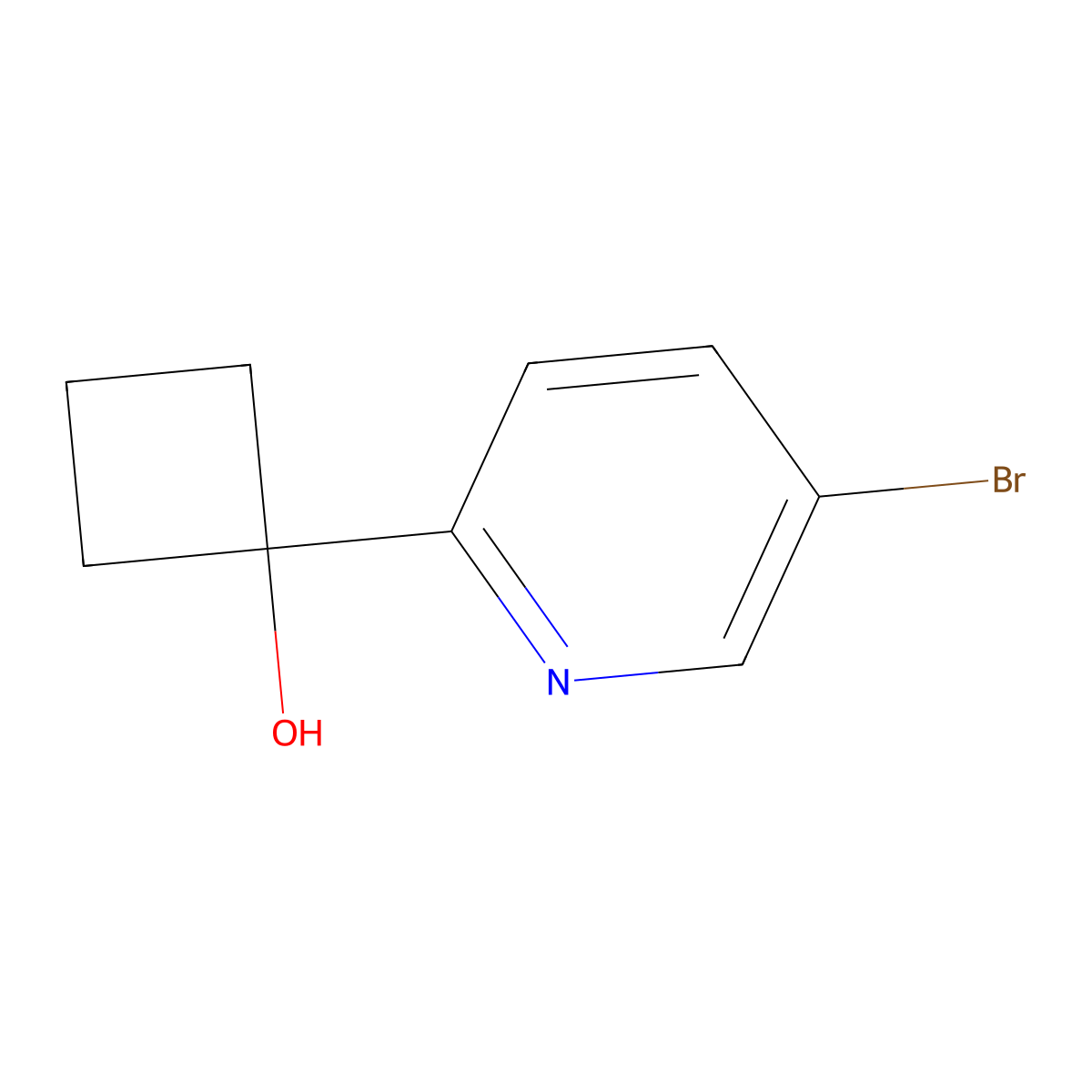1-(5-Bromopyridin-2-yl)cyclobutanol molecular structure, CAS 1319256-44-4