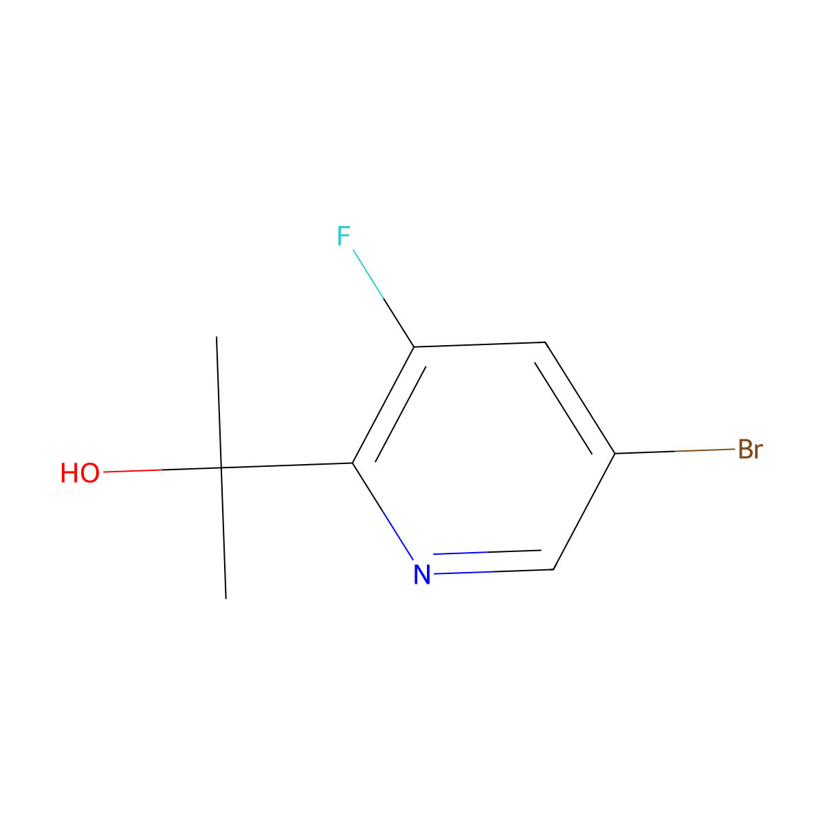 2-(5-Bromo-3-fluoropyridin-2-yl)propan-2-ol molecular structure, CAS 1319256-67-1