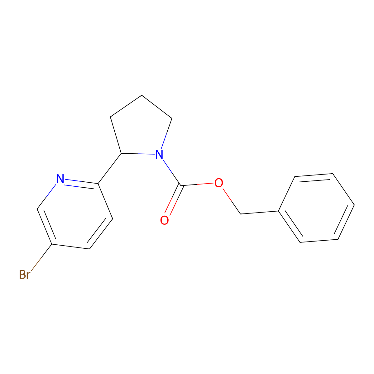 Benzyl 2-(5-bromopyridin-2-yl)pyrrolidine-1-carboxylate molecular structure, CAS 1319256-81-9
