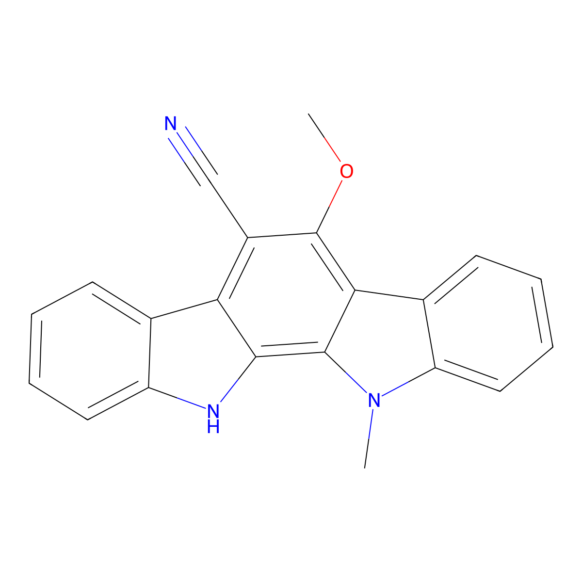 6-Cyano-5-Methoxy-12-Methylindolo(2,3-A)Carbazole molecular structure, CAS 131926-77-7