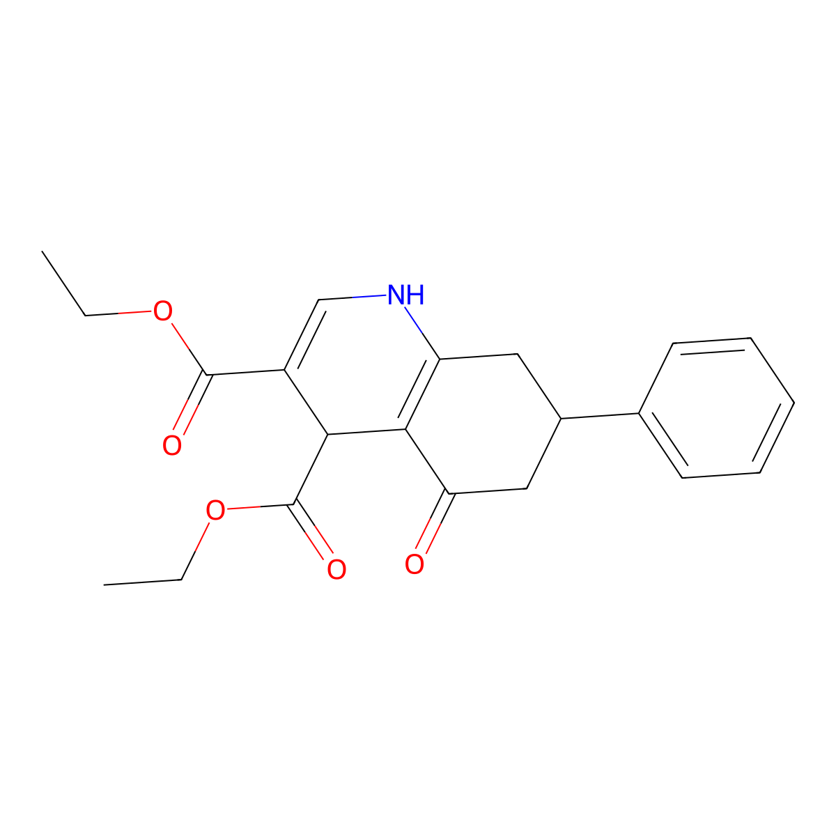 Diethyl 5-oxo-7-phenyl-1,4,5,6,7,8-hexahydroquinoline-3,4-dicarboxylate molecular structure, CAS 131929-09-4