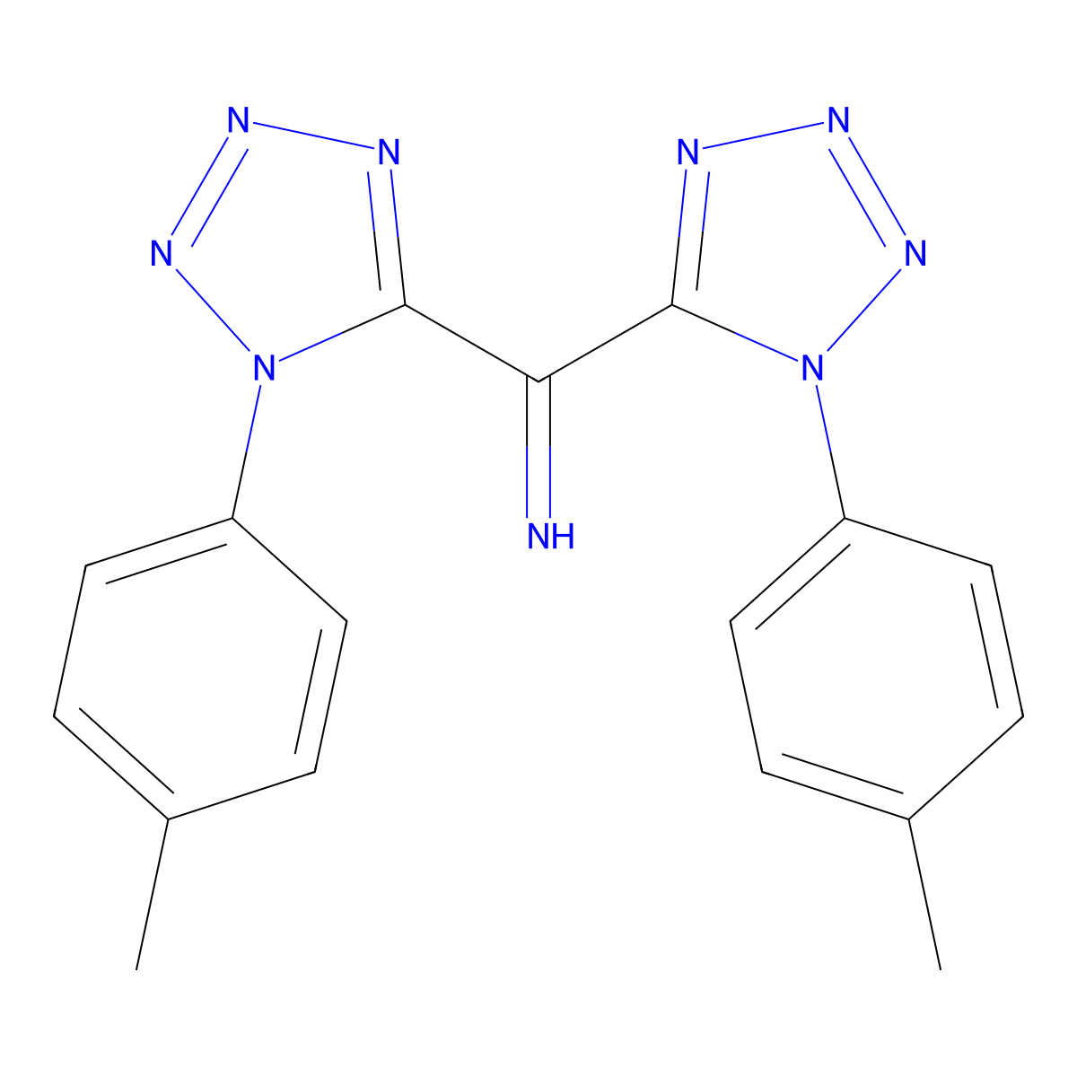 Bis[1-(4-methylphenyl)tetrazol-5-yl]methanimine molecular structure, CAS 131929-17-4