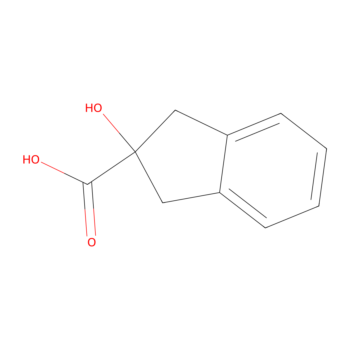 2-hydroxy-2,3-dihydro-1H-indene-2-carboxylic acid molecular structure, CAS 13193-24-3