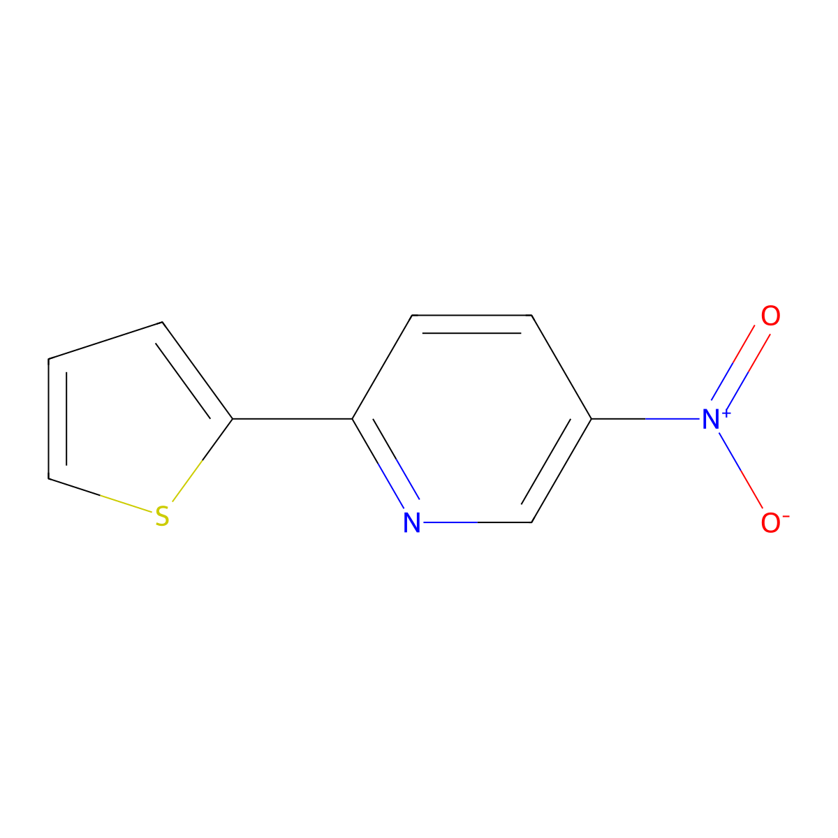5-Nitro-2-(thiophen-2-yl)pyridine molecular structure, CAS 131941-31-6