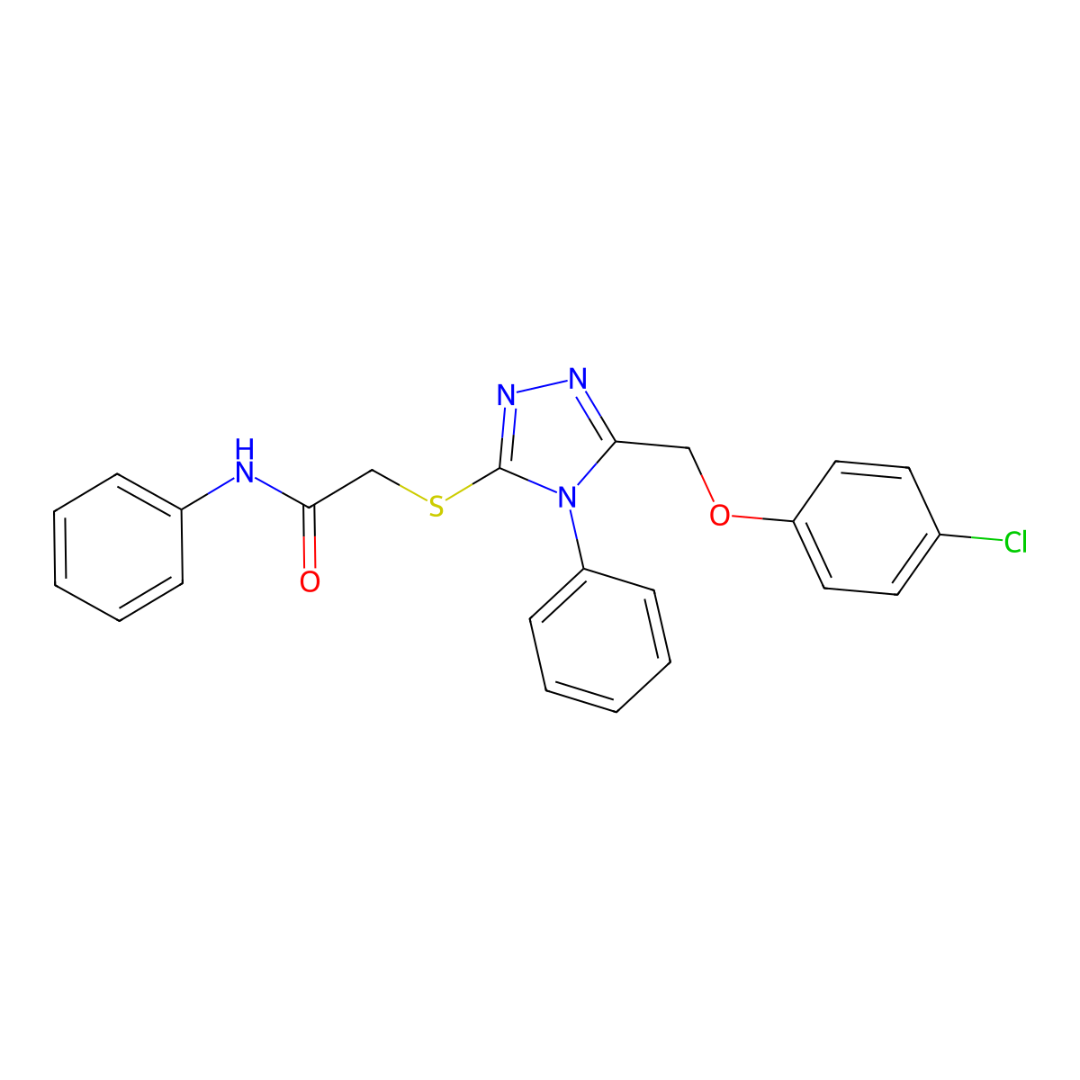 2-((5-((4-Chlorophenoxy)methyl)-4-phenyl-4H-1,2,4-triazol-3-yl)thio)-N-phenylacetamide molecular structure, CAS 131942-87-5