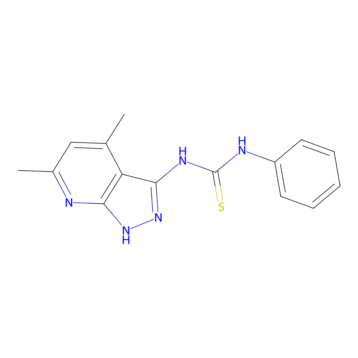 1-(4,6-dimethyl-1H-pyrazolo[3,4-b]pyridin-3-yl)-3-phenylthiourea molecular structure, CAS 131944-98-4