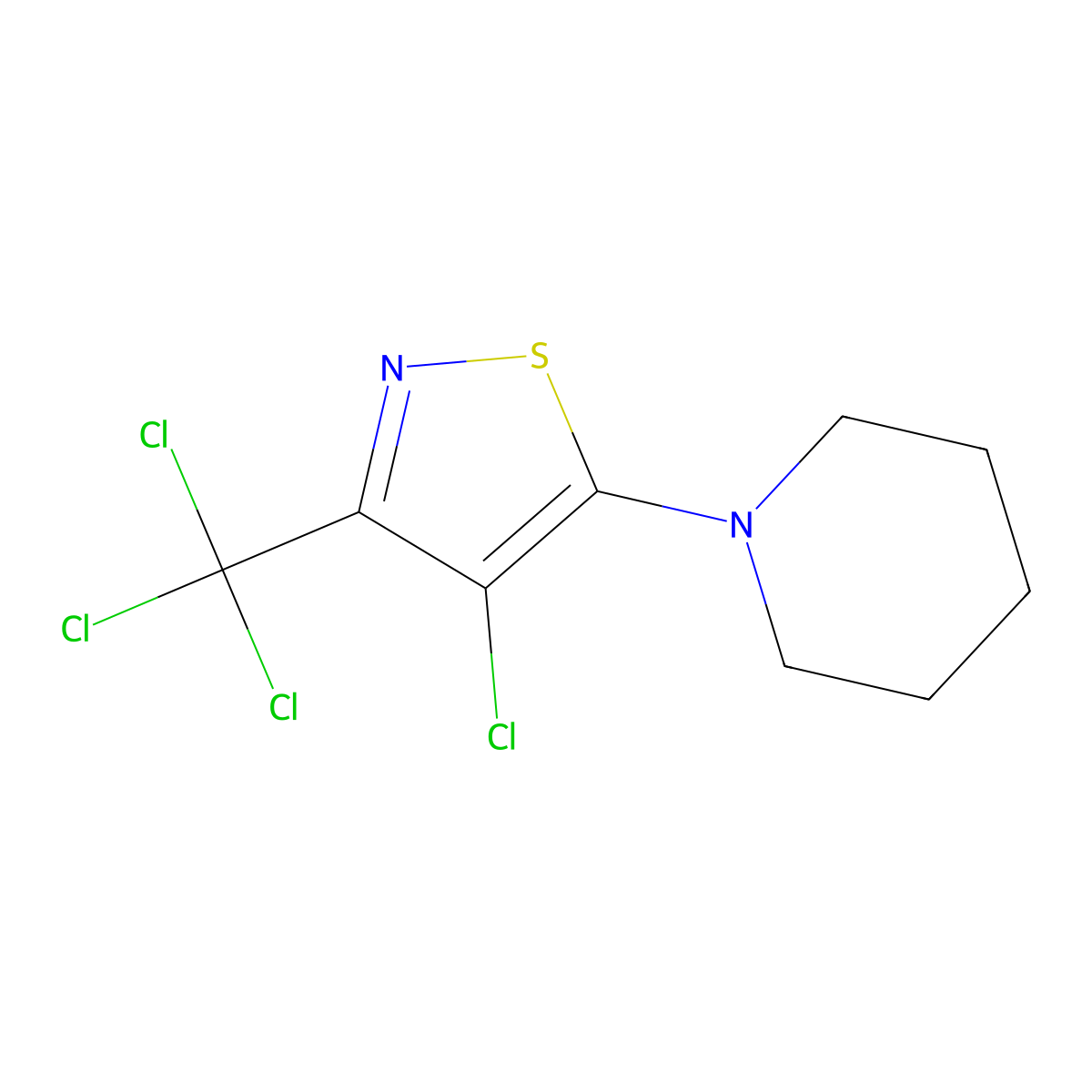 1-(4-Chloro-3-(trichloromethyl)-5-isothiazolyl)piperidine molecular structure, CAS 131947-12-1