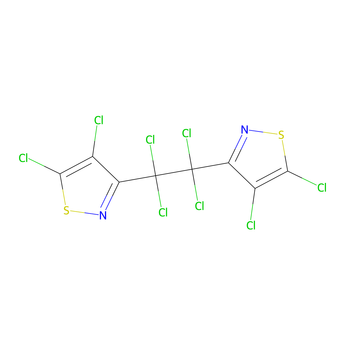 3,3'-(1,1,2,2-Tetrachloro-1,2-ethanediyl)bis[4,5-dichloroisothiazole] molecular structure, CAS 131947-15-4