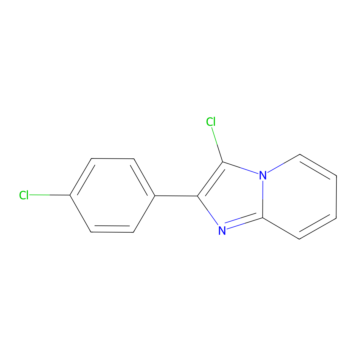 3-Chloro-2-(4-chlorophenyl)imidazo[1,2-a]pyridine molecular structure, CAS 131947-29-0