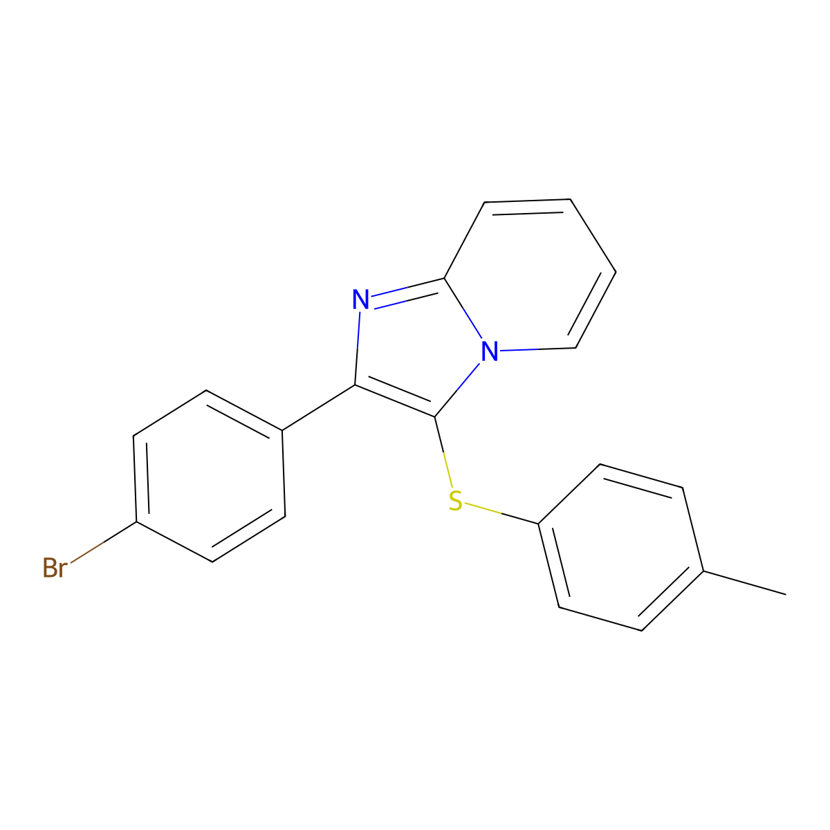 2-(4-Bromophenyl)-3-[(4-methylphenyl)sulfanyl]imidazo[1,2-a]pyridine molecular structure, CAS 131947-31-4