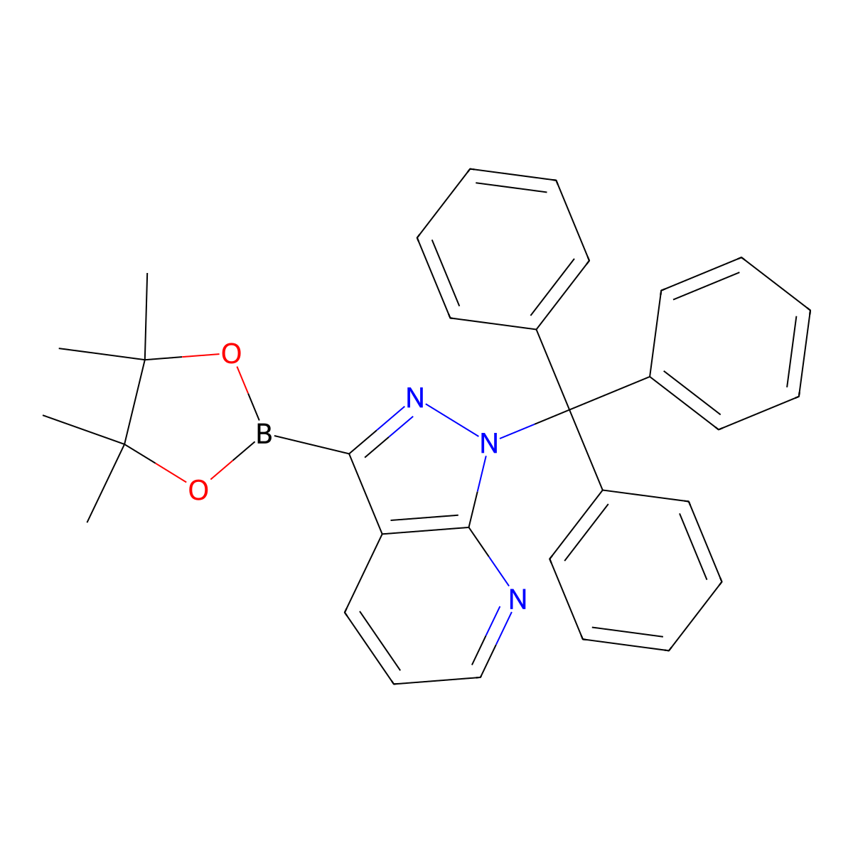 3-(4,4,5,5-Tetramethyl-1,3,2-dioxaborolan-2-yl)-1-trityl-1H-pyrazolo[3,4-b]pyridine molecular structure, CAS 1319591-26-8