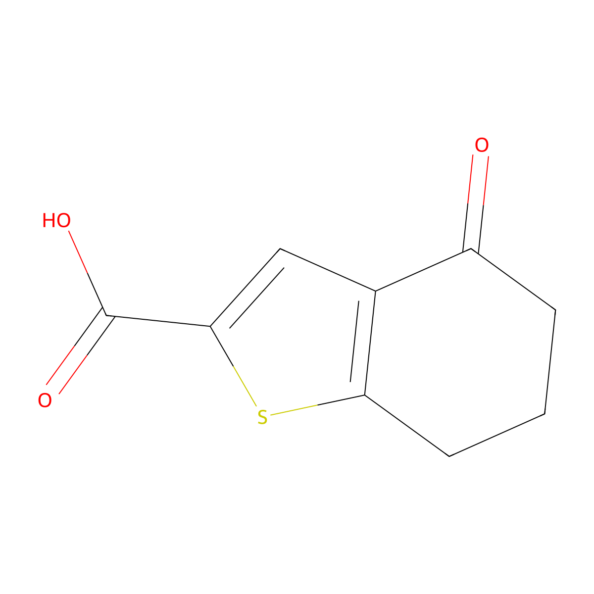 4-Oxo-4,5,6,7-tetrahydro-1-benzothiophene-2-carboxylic acid molecular structure, CAS 13196-23-1