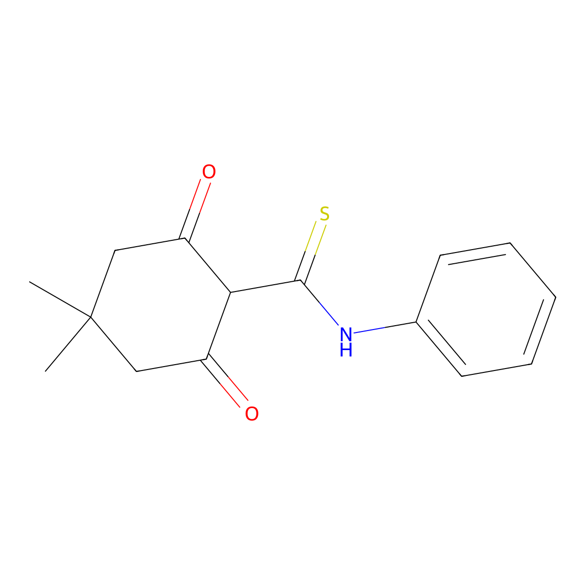 Cyclohexanecarbothioamide, 4,4-dimethyl-2,6-dioxo-N-phenyl- molecular structure, CAS 13196-41-3