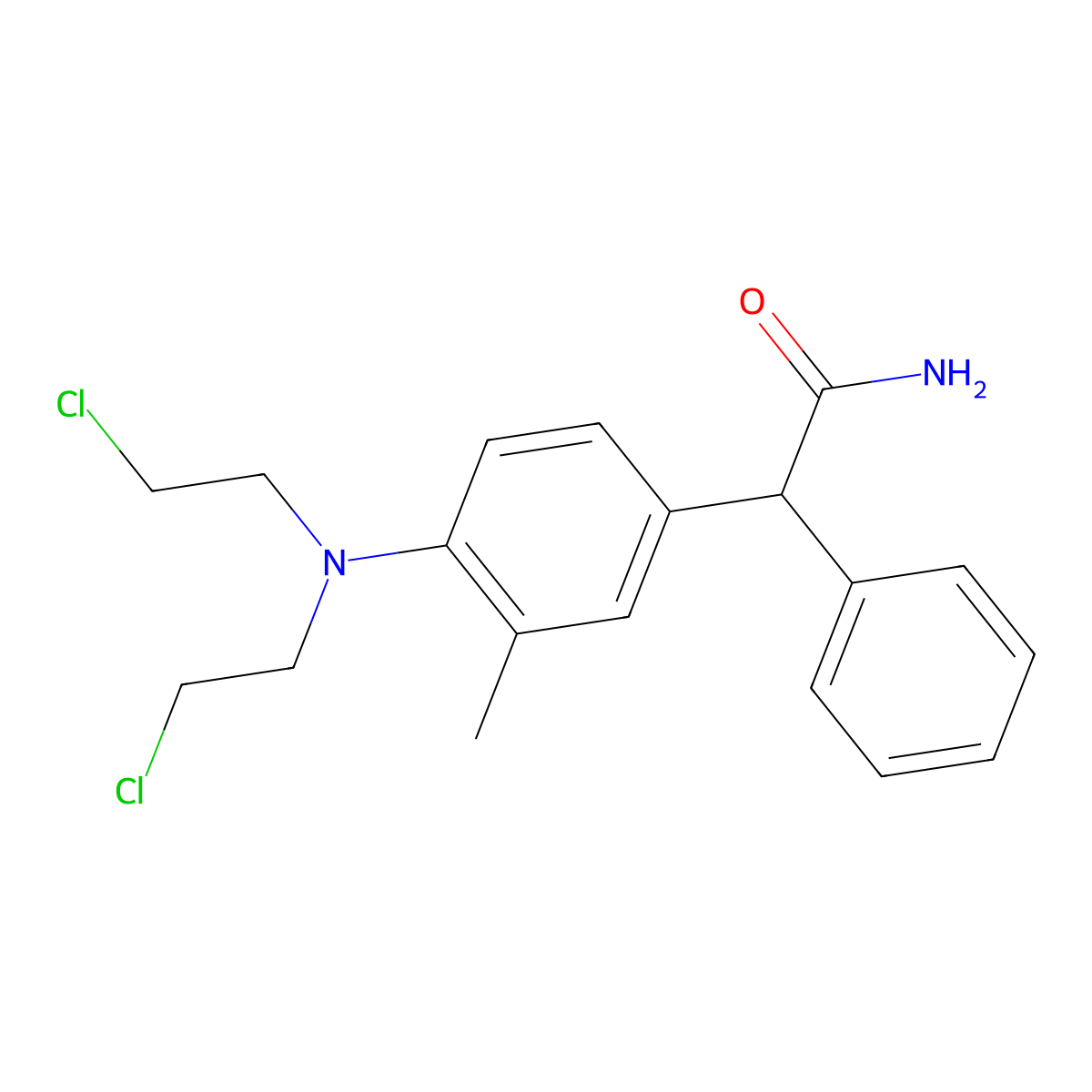2-{4-[Bis(2-chloroethyl)amino]-3-methylphenyl}-2-phenylacetamide molecular structure, CAS 13196-59-3