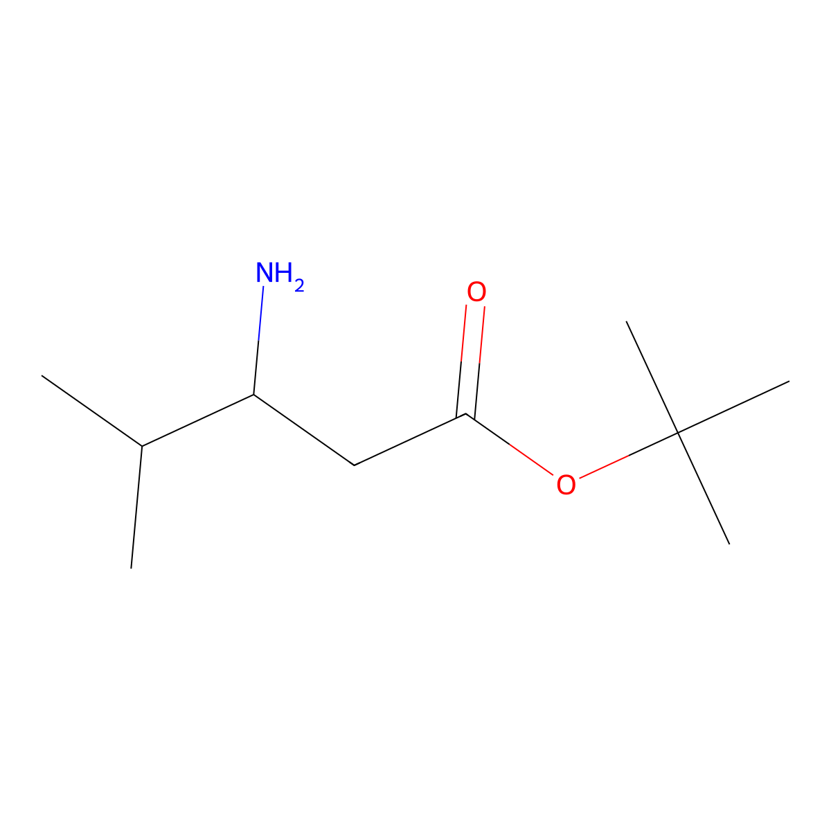 Tert-butyl 3-amino-4-methylpentanoate molecular structure, CAS 131965-88-3