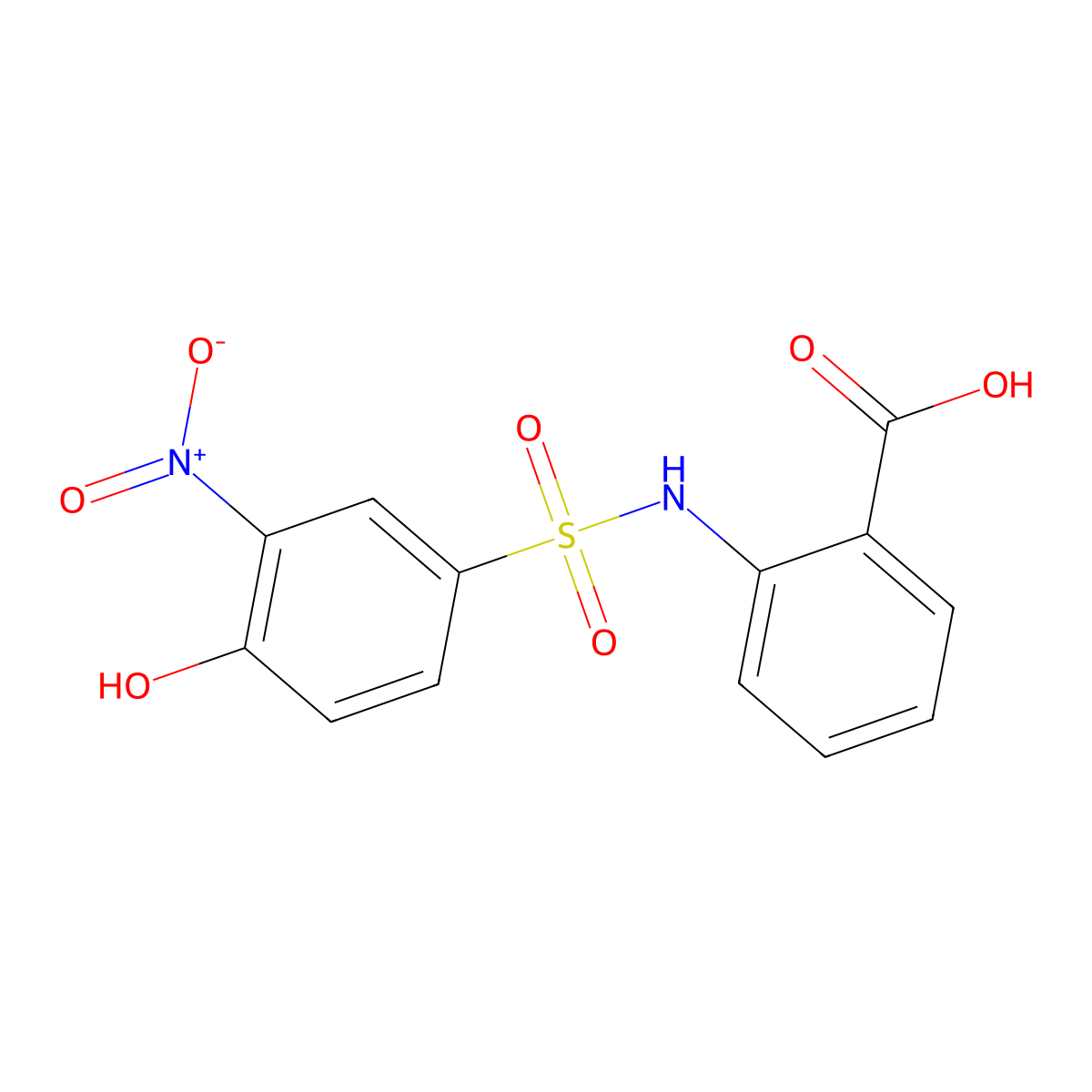 2-(4-Hydroxy-3-nitro-benzenesulfonylamino)-benzoic acid molecular structure, CAS 131971-24-9