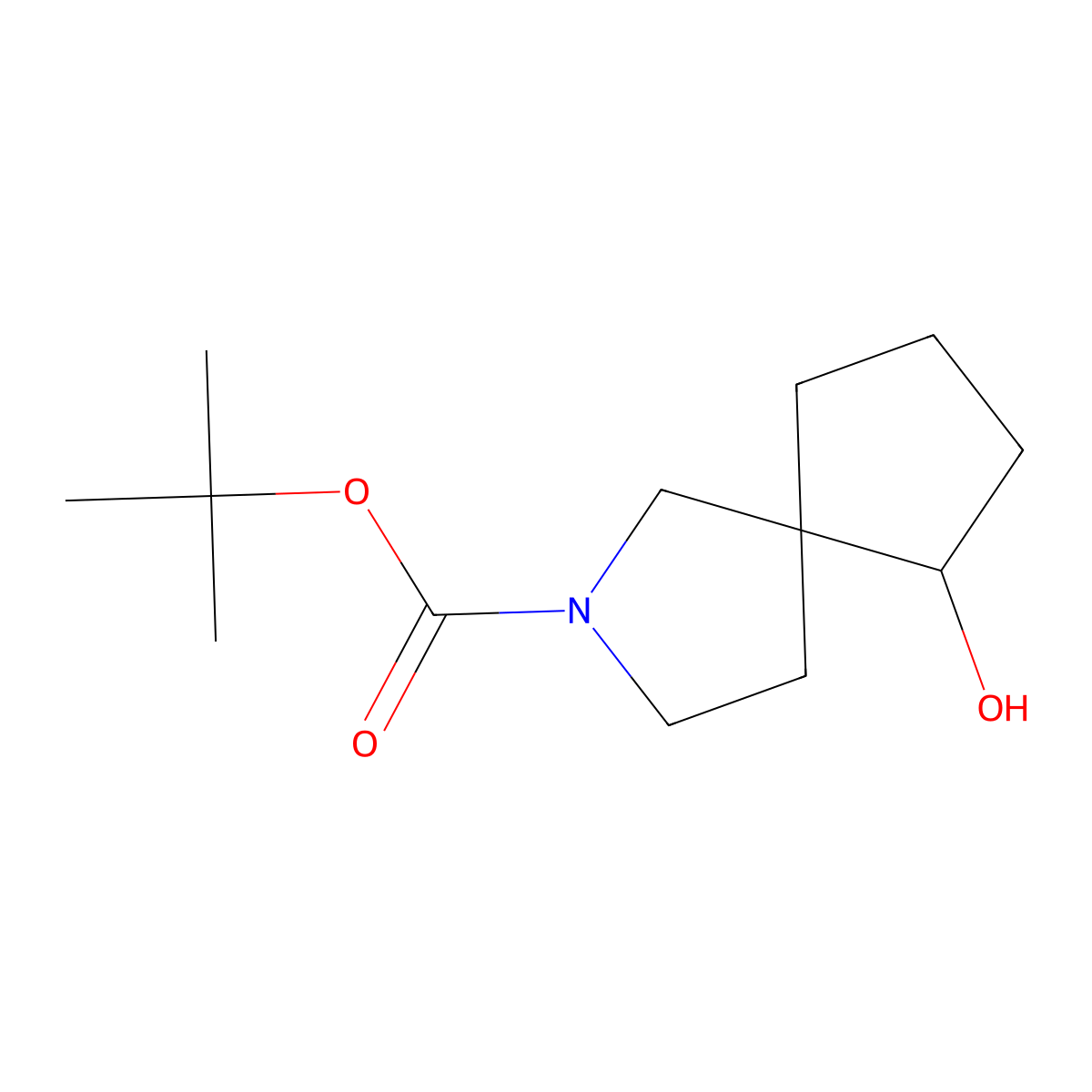 Tert-butyl 6-hydroxy-2-azaspiro(4.4)nonane-2-carboxylate molecular structure, CAS 1319716-44-3