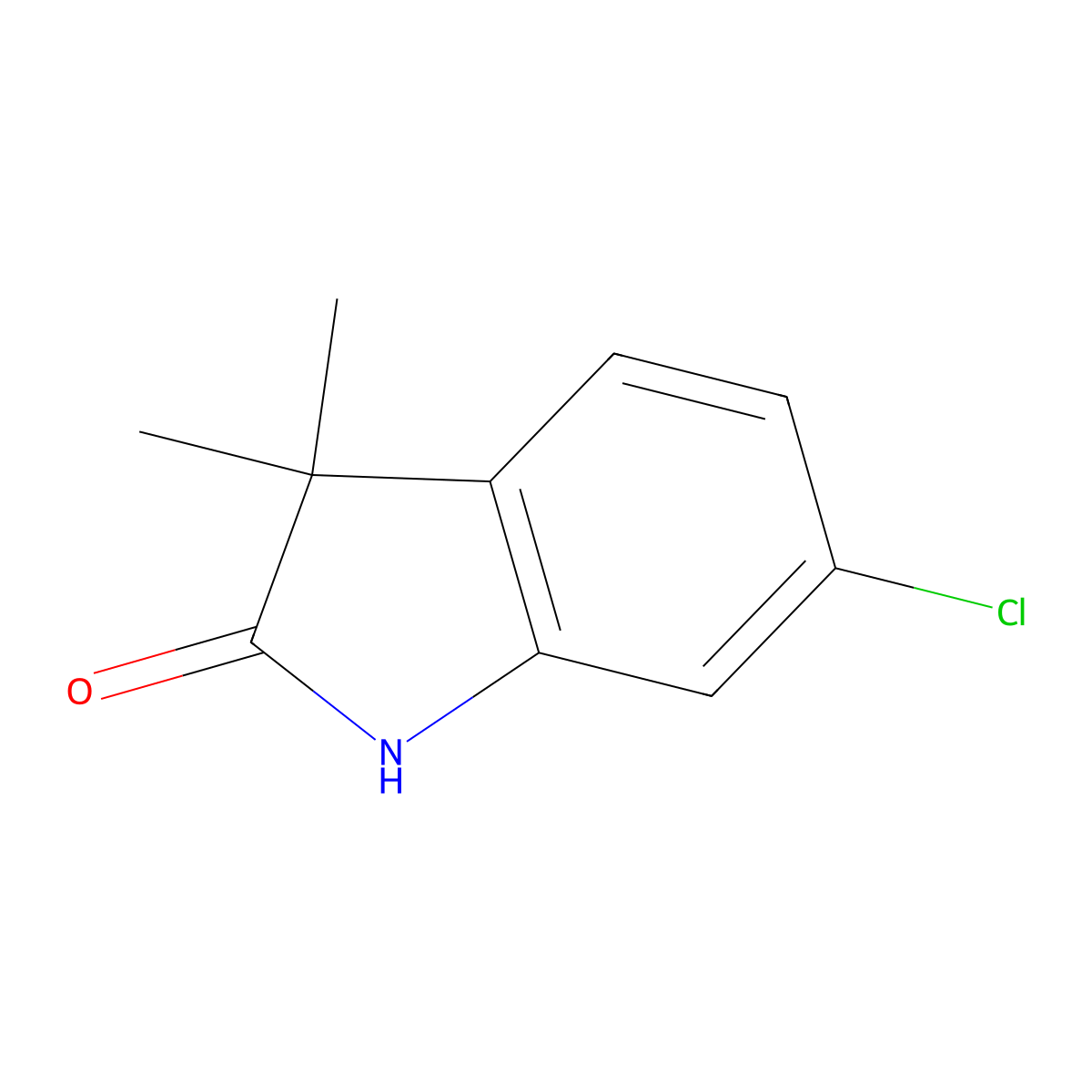 6-chloro-3,3-dimethyl-2,3-dihydro-1H-indol-2-one molecular structure, CAS 1319743-56-0