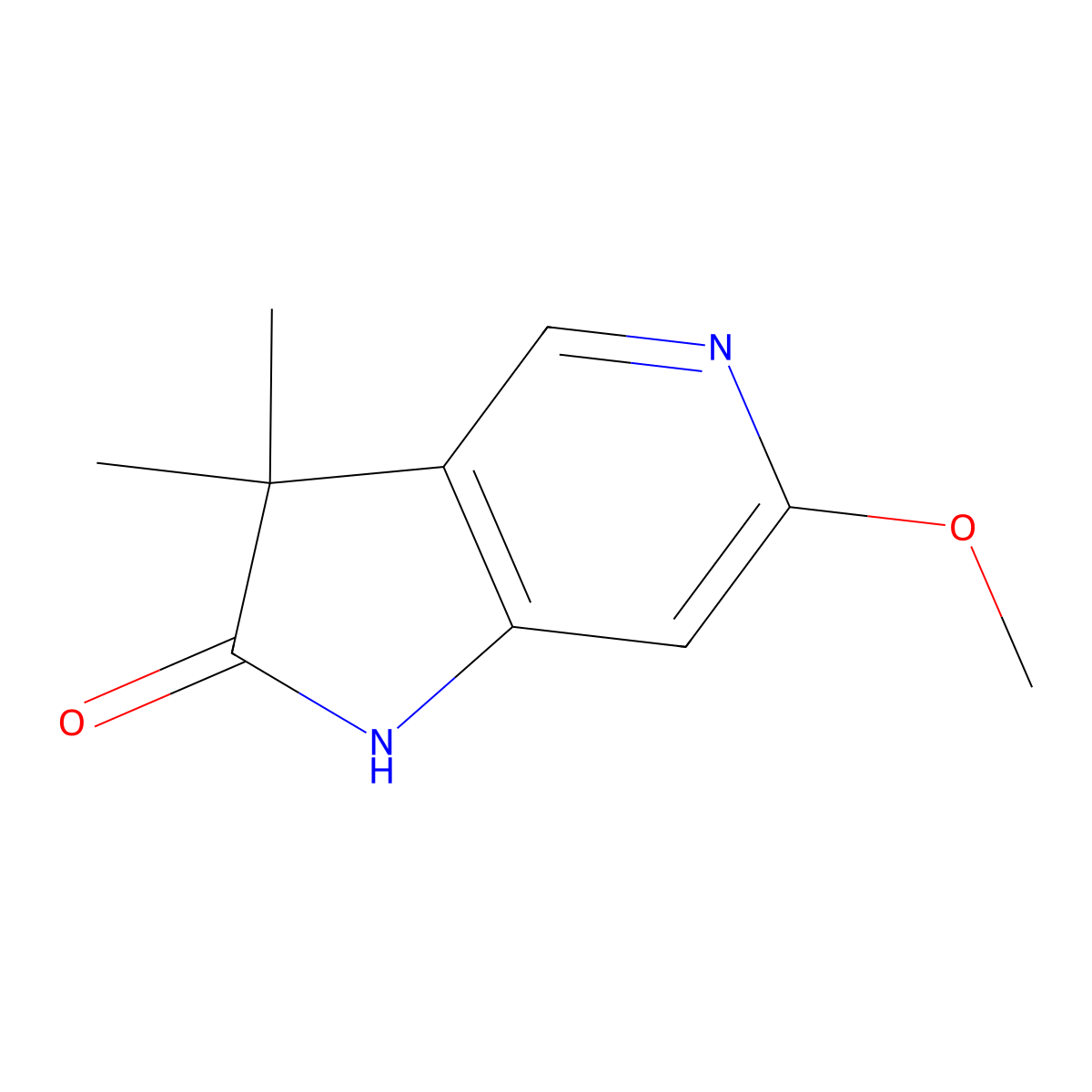 6-Methoxy-3,3-dimethyl-1H-pyrrolo[3,2-c]pyridin-2(3H)-one molecular structure, CAS 1319743-64-0