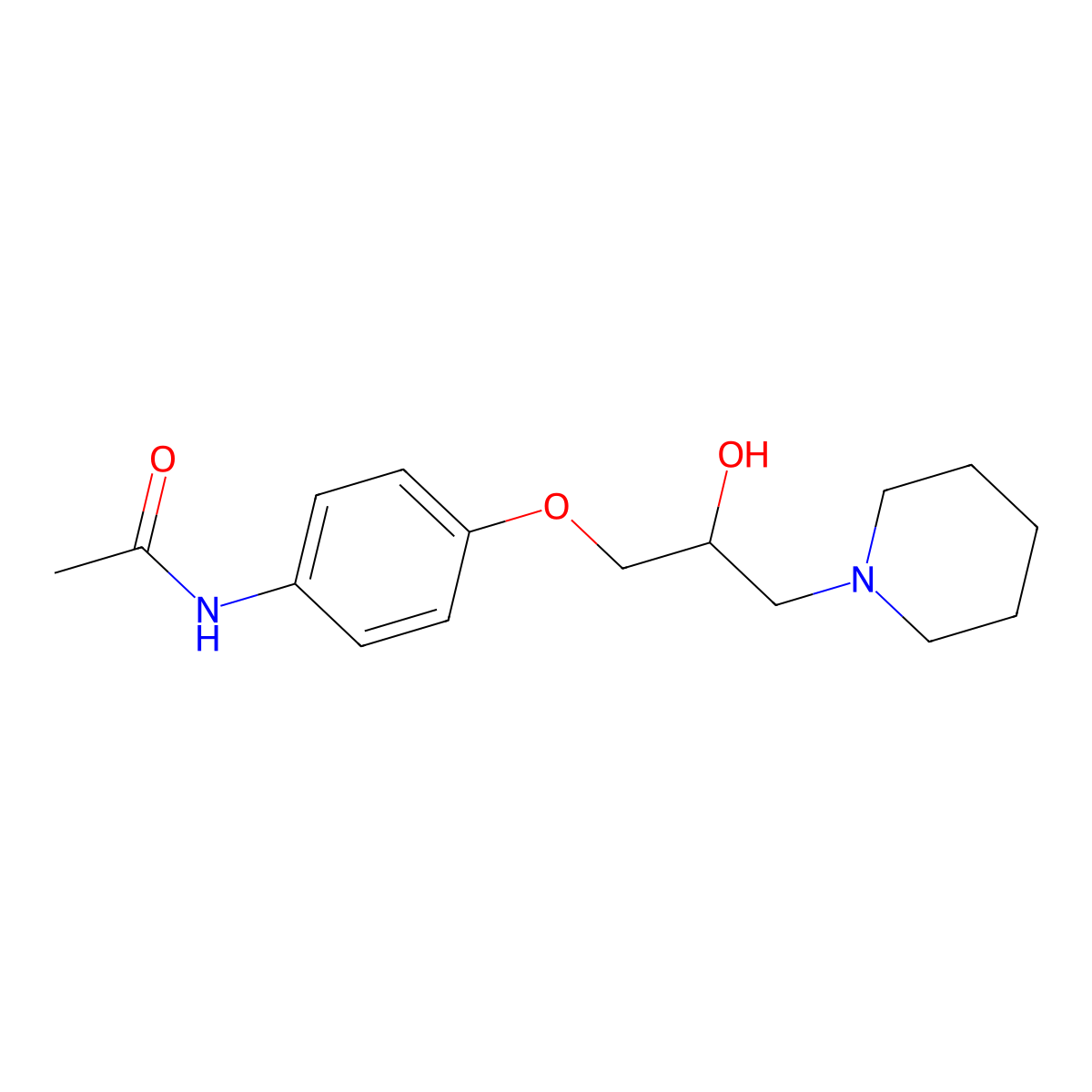 N-{4-[2-hydroxy-3-(piperidin-1-yl)propoxy]phenyl}acetamide molecular structure, CAS 131976-58-4