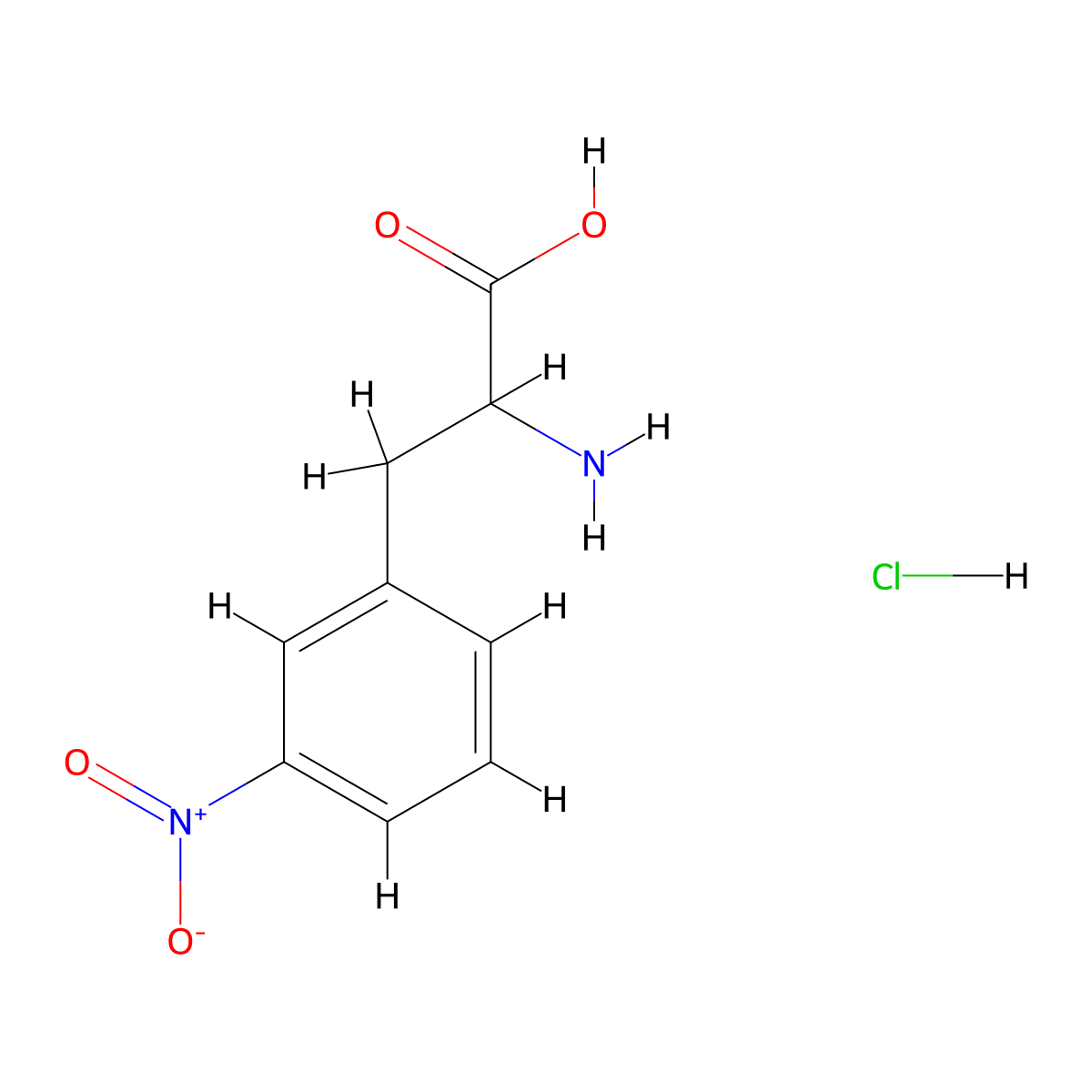3-Nitrophenylalanine hydrochloride molecular structure, CAS 131980-25-1